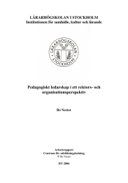 Pedagogiskt ledarskap i ett rektors- och organisationsperspektiv LÄRARHÖGSKOLAN I STOCKHOLM