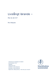 Livslångt lärande – Mer än ett CV? Per Ahlqvist