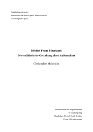 Döblins Franz Biberkopf: Die erzählerische Gestaltung eines Außenseiters  Christopher Moldrickx