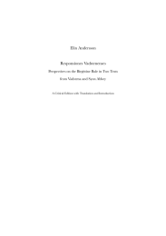 Elin Andersson Responsiones Vadstenenses Perspectives on the Birgittine Rule in Two Texts