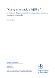 “Klang min vackra bjällra” svenska som andraspråk Lisa Hedblom