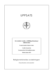 UPPSATS Religionshistoriska avdelningen Stockholms Universitet