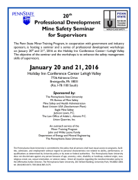 20 Professional Development Mine Safety Seminar for Supervisors