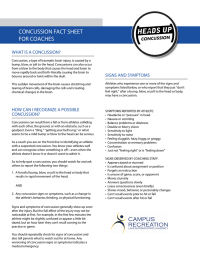 CONCUSSION FACT SHEET FOR COACHES WHAT IS A CONCUSSION?