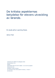 De kritiska aspekternas betydelse för elevers utveckling av lärande.