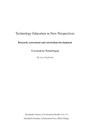 Technology Education in New Perspectives Research, assessment and curriculum development