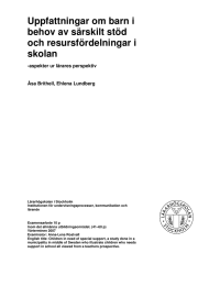 Uppfattningar om barn i behov av särskilt stöd och resursfördelningar i skolan
