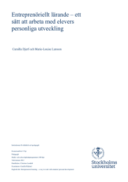 Entreprenöriellt lärande – ett sätt att arbeta med elevers personliga utveckling
