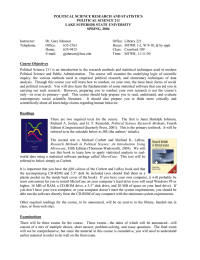 POLITICAL SCIENCE RESEARCH AND STATISTICS POLITICAL SCIENCE 211 LAKE SUPERIOR STATE UNIVERSITY