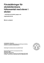 Förutsättningar för skolsköterskans hälsosamtal med elever i skolan