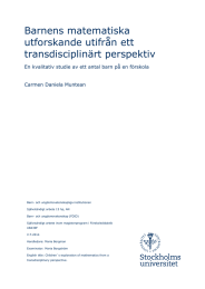 Barnens matematiska utforskande utifrån ett transdisciplinärt perspektiv