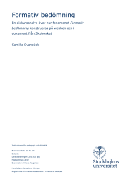 Formativ bedömning Formativ dokument från Skolverket Camilla Svanbäck