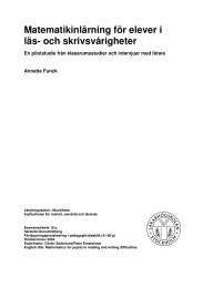 Matematikinlärning för elever i läs- och skrivsvårigheter Annette Funck