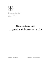 Revision av organisationens etik  Företagsekonomiska institutionen