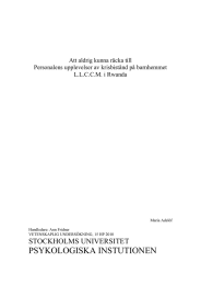 PSYKOLOGISKA INSTUTIONEN STOCKHOLMS UNIVERSITET  Att aldrig kunna räcka till
