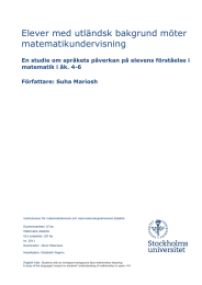 Elever med utländsk bakgrund möter matematikundervisning matematik i åk. 4-6