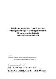 Validering av RAADS, svensk version: ett diagnostiskt självskattningsinstrument för vuxna med misstänkt