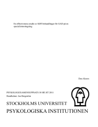 En effectiveness-studie av KBT-behandlingar för GAD på en specialistmottagning Dan Aleson