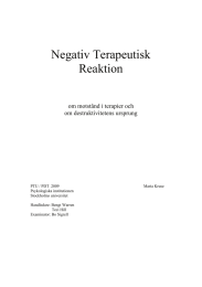 Negativ Terapeutisk Reaktion om motstånd i terapier och om destruktivitetens ursprung
