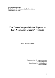 Zur Darstellung weiblicher Figuren in Karl Neumanns „Frank“ –Trilogie Wera Wenzeck-Örlü