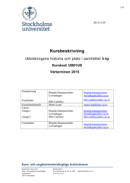 Kursbeskrivning 5 hp Kurskod: UB01US Vårterminen 2015