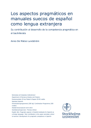 Los aspectos pragmáticos en manuales suecos de español como lengua extranjera