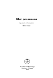 When pain remains  Appraisals and adaptation Department of Psychology