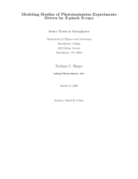 Modeling  Studies  of Photoionization Experiments Nathan C.  Shupe in