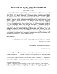 A  growing body of literature suggests that phonological features ... cues to  gender (Slater