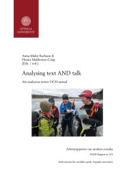 Analysing text AND talk Anna-Malin Karlsson &amp; Henna Makkonen-Craig (Eds. / red.)