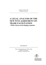 A LEGAL ANALYSIS OF THE NEW WTO AGREEMENT ON TRADE FACILITATION