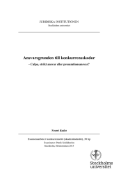 Ansvarsgrunden till konkurrensskador - Culpa, strikt ansvar eller presumtionsansvar? JURIDISKA INSTITUTIONEN