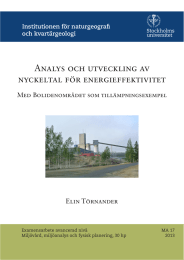 Analys och utveckling av nyckeltal för energieffektivitet Elin Törnander Med Bolidenområdet som tillämpningsexempel