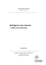 Bedrägerier över internet - medelst stulna identiteter JURIDISKA INSTITUTIONEN