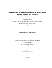 Consequences of elevated temperature on prairie plants: legumes, nitrogen, and phenology