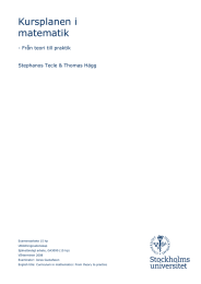 Kursplanen i matematik - Från teori till praktik Stephanos Tecle &amp; Thomas Hägg