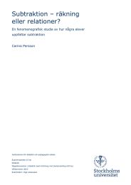 Subtraktion – räkning eller relationer? En fenomenografisk studie av hur några elever