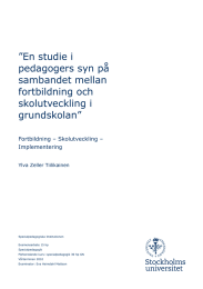”En studie i pedagogers syn på sambandet mellan