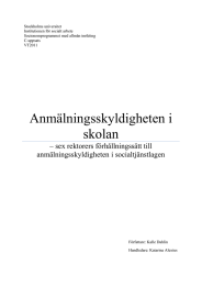 Stockholms universitet Institutionen för socialt arbete Socionomprogrammet med allmän inrikting C-uppsats