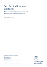 du doktorn? Tilltal och artighetsstrategier i sverige- och finlandssvenska läkare-patientsamtal