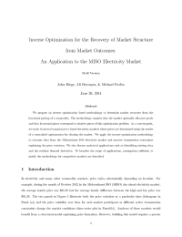 Inverse Optimization for the Recovery of Market Structure from Market Outcomes: