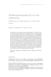 Medborgarskapande för ett nytt millennium Utbildning och medborgarfostran i 2000-talets Sverige