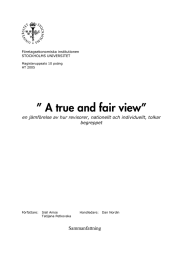 ” A true and fair view” Sammanfattning