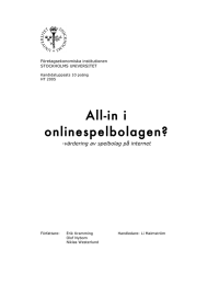 All-in i onlinespelbolagen?  -värdering av spelbolag på internet