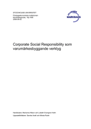 Corporate Social Responsibility som varumärkesbyggande verktyg