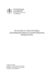 EN STUDIE AV DEN SVENSKA MÄNNISKOHANDELSLAGSTIFTNINGENS EFFEKTIVITET