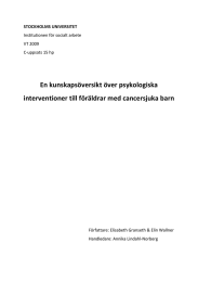 En kunskapsöversikt över psykologiska interventioner till föräldrar med cancersjuka barn