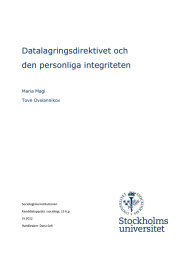 Datalagringsdirektivet och den personliga integriteten  Maria Magi