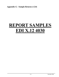 REPORT SAMPLES EDI X.12 4030 Appendix G - Sample Returns (v2.0)