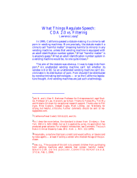 What Things Regulate Speech: CDA 2.0 vs. Filtering
